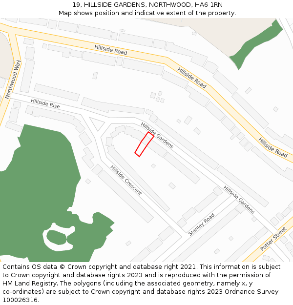 19, HILLSIDE GARDENS, NORTHWOOD, HA6 1RN: Location map and indicative extent of plot