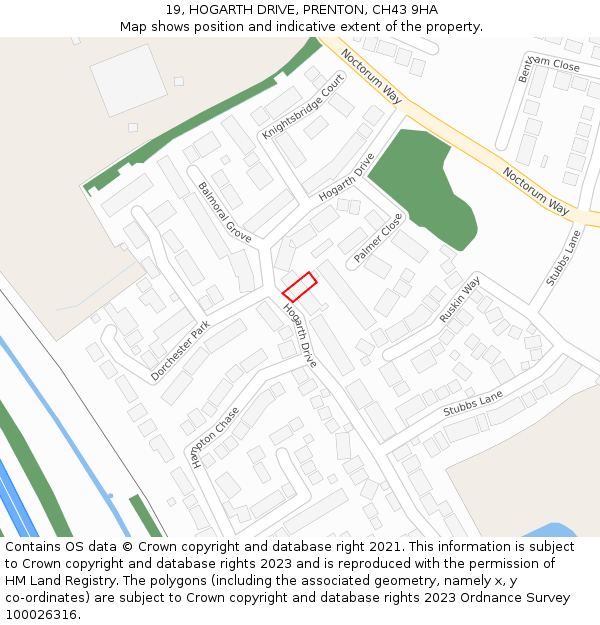 19, HOGARTH DRIVE, PRENTON, CH43 9HA: Location map and indicative extent of plot