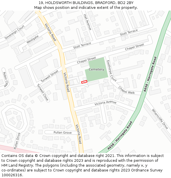 19, HOLDSWORTH BUILDINGS, BRADFORD, BD2 2BY: Location map and indicative extent of plot