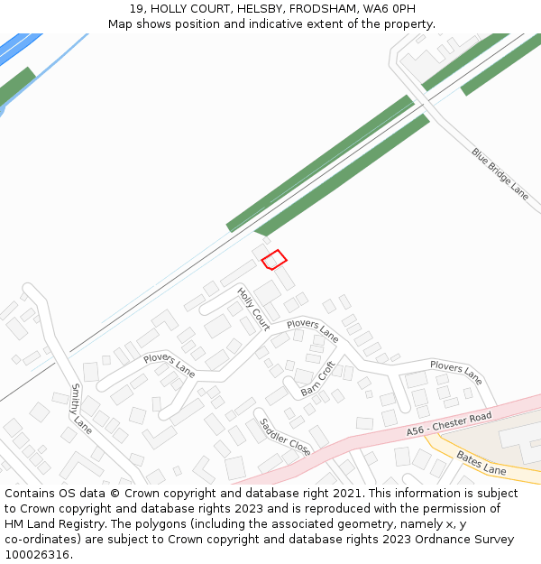 19, HOLLY COURT, HELSBY, FRODSHAM, WA6 0PH: Location map and indicative extent of plot