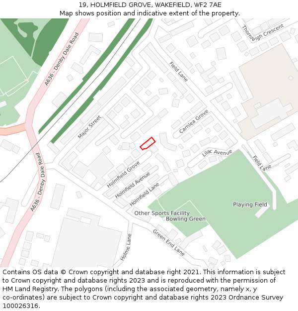 19, HOLMFIELD GROVE, WAKEFIELD, WF2 7AE: Location map and indicative extent of plot