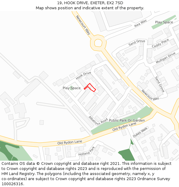 19, HOOK DRIVE, EXETER, EX2 7SD: Location map and indicative extent of plot