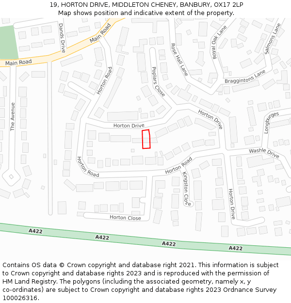 19, HORTON DRIVE, MIDDLETON CHENEY, BANBURY, OX17 2LP: Location map and indicative extent of plot