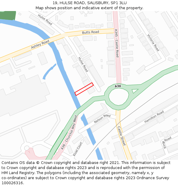 19, HULSE ROAD, SALISBURY, SP1 3LU: Location map and indicative extent of plot
