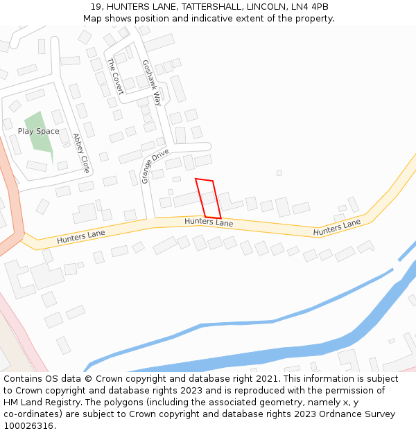 19, HUNTERS LANE, TATTERSHALL, LINCOLN, LN4 4PB: Location map and indicative extent of plot