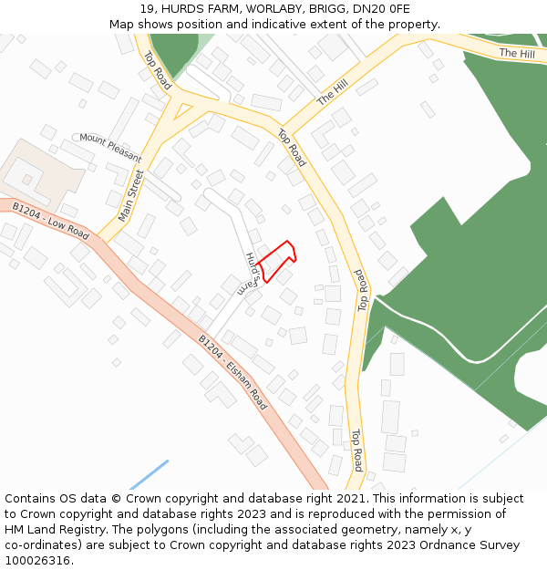 19, HURDS FARM, WORLABY, BRIGG, DN20 0FE: Location map and indicative extent of plot