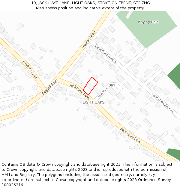 19, JACK HAYE LANE, LIGHT OAKS, STOKE-ON-TRENT, ST2 7NG: Location map and indicative extent of plot