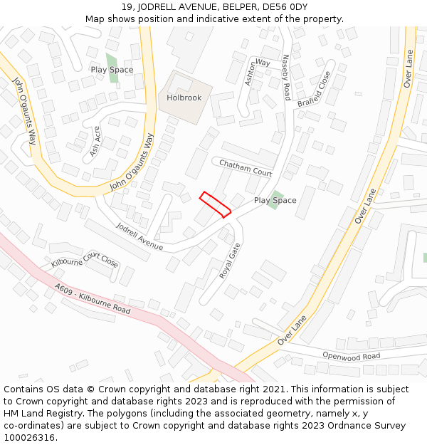 19, JODRELL AVENUE, BELPER, DE56 0DY: Location map and indicative extent of plot