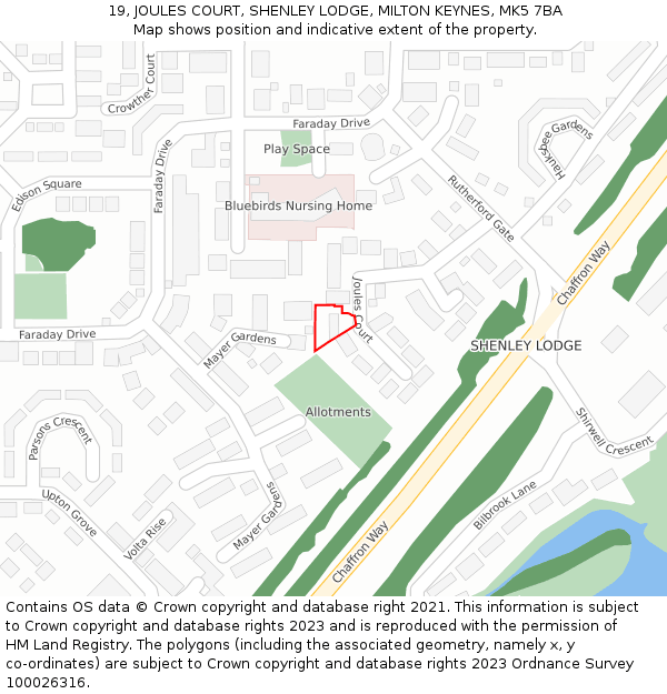19, JOULES COURT, SHENLEY LODGE, MILTON KEYNES, MK5 7BA: Location map and indicative extent of plot