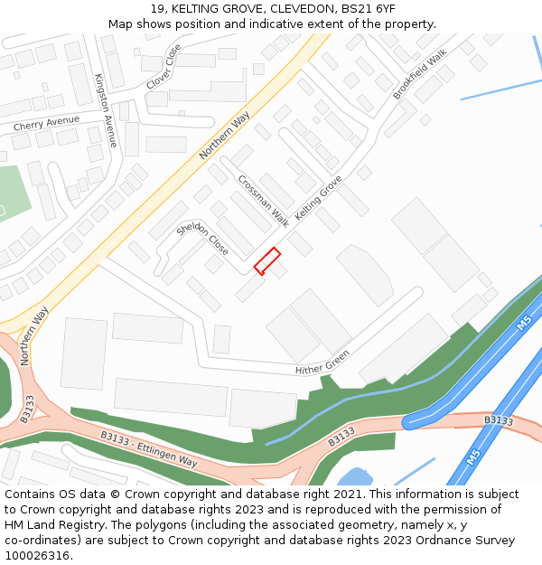 19, KELTING GROVE, CLEVEDON, BS21 6YF: Location map and indicative extent of plot