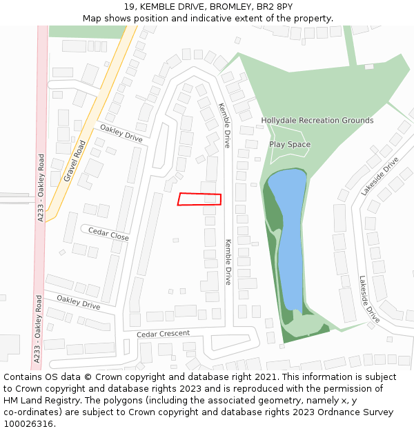 19, KEMBLE DRIVE, BROMLEY, BR2 8PY: Location map and indicative extent of plot