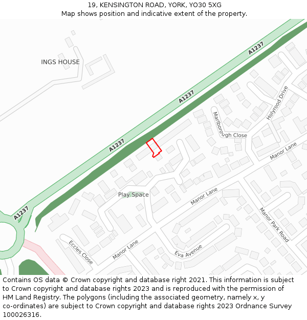 19, KENSINGTON ROAD, YORK, YO30 5XG: Location map and indicative extent of plot