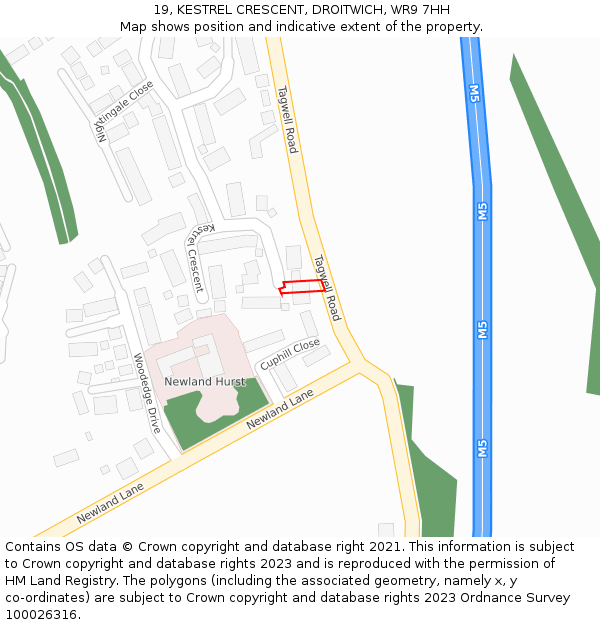 19, KESTREL CRESCENT, DROITWICH, WR9 7HH: Location map and indicative extent of plot