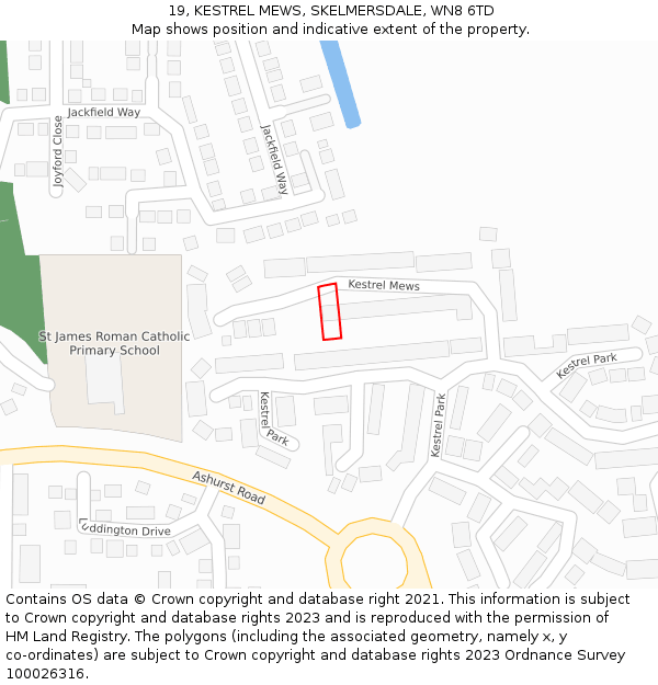 19, KESTREL MEWS, SKELMERSDALE, WN8 6TD: Location map and indicative extent of plot