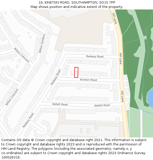 19, KINETON ROAD, SOUTHAMPTON, SO15 7PP: Location map and indicative extent of plot