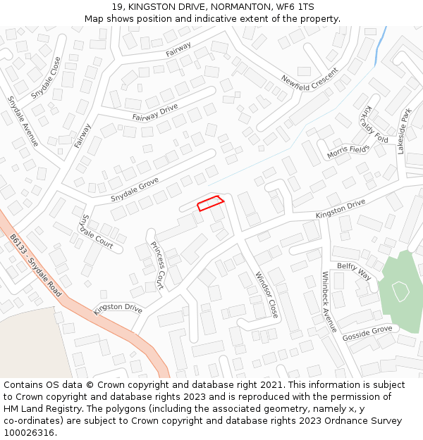 19, KINGSTON DRIVE, NORMANTON, WF6 1TS: Location map and indicative extent of plot