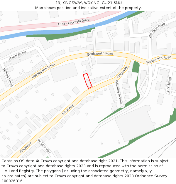 19, KINGSWAY, WOKING, GU21 6NU: Location map and indicative extent of plot