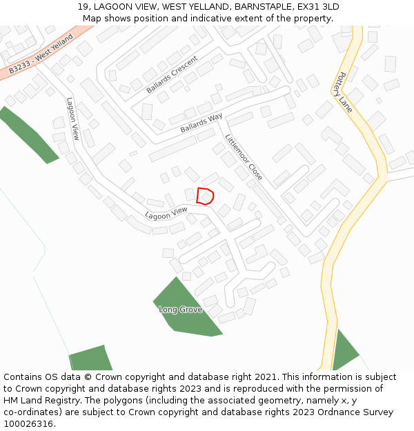 19, LAGOON VIEW, WEST YELLAND, BARNSTAPLE, EX31 3LD: Location map and indicative extent of plot