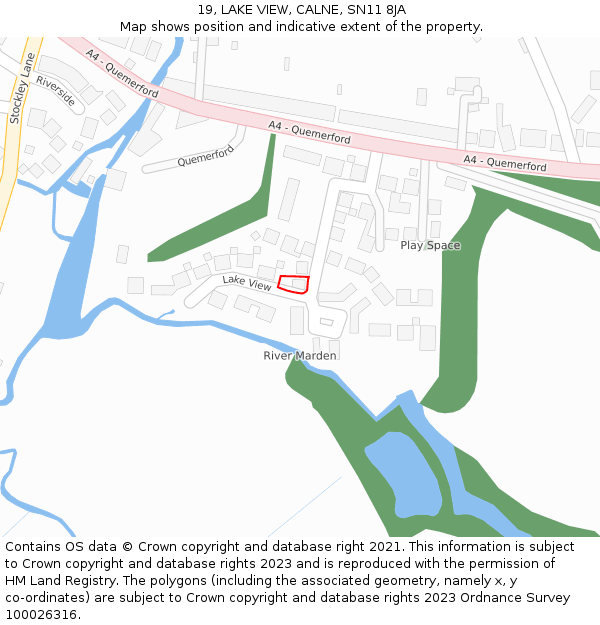 19, LAKE VIEW, CALNE, SN11 8JA: Location map and indicative extent of plot