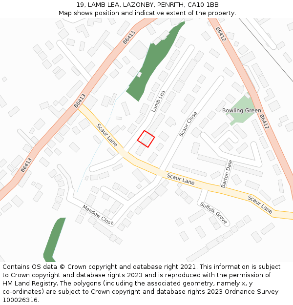 19, LAMB LEA, LAZONBY, PENRITH, CA10 1BB: Location map and indicative extent of plot