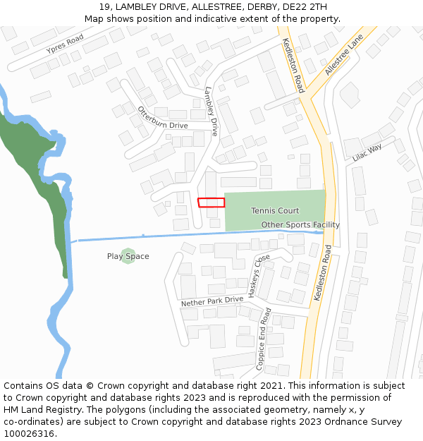 19, LAMBLEY DRIVE, ALLESTREE, DERBY, DE22 2TH: Location map and indicative extent of plot