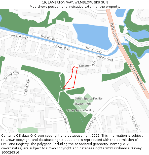 19, LAMERTON WAY, WILMSLOW, SK9 3UN: Location map and indicative extent of plot
