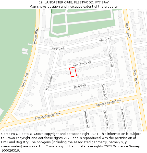 19, LANCASTER GATE, FLEETWOOD, FY7 8AW: Location map and indicative extent of plot