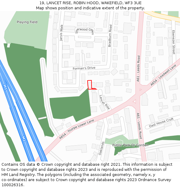 19, LANCET RISE, ROBIN HOOD, WAKEFIELD, WF3 3UE: Location map and indicative extent of plot