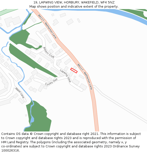 19, LAPWING VIEW, HORBURY, WAKEFIELD, WF4 5NZ: Location map and indicative extent of plot