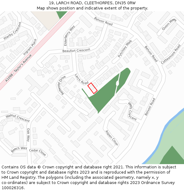 19, LARCH ROAD, CLEETHORPES, DN35 0RW: Location map and indicative extent of plot