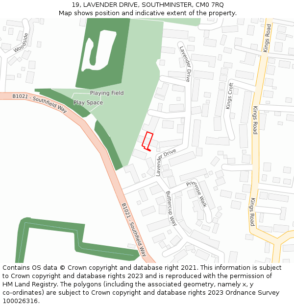 19, LAVENDER DRIVE, SOUTHMINSTER, CM0 7RQ: Location map and indicative extent of plot