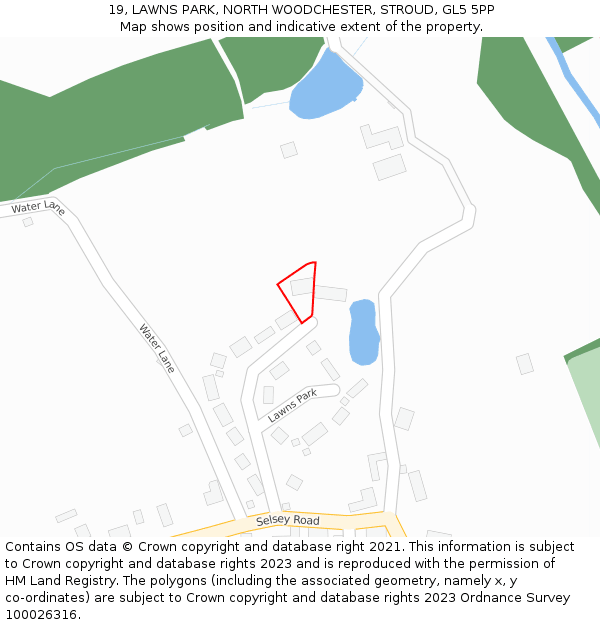 19, LAWNS PARK, NORTH WOODCHESTER, STROUD, GL5 5PP: Location map and indicative extent of plot