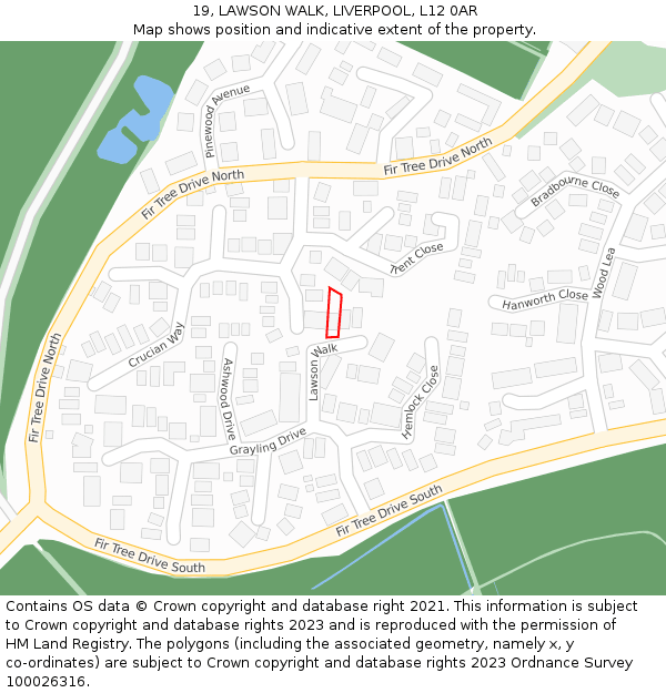 19, LAWSON WALK, LIVERPOOL, L12 0AR: Location map and indicative extent of plot