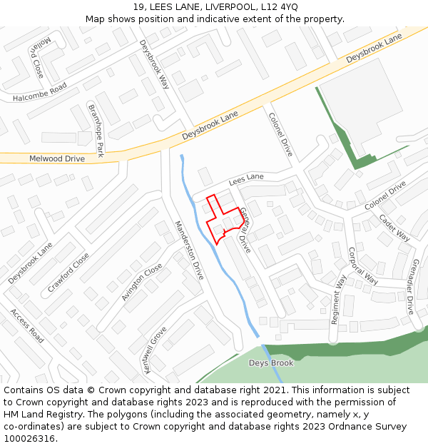 19, LEES LANE, LIVERPOOL, L12 4YQ: Location map and indicative extent of plot