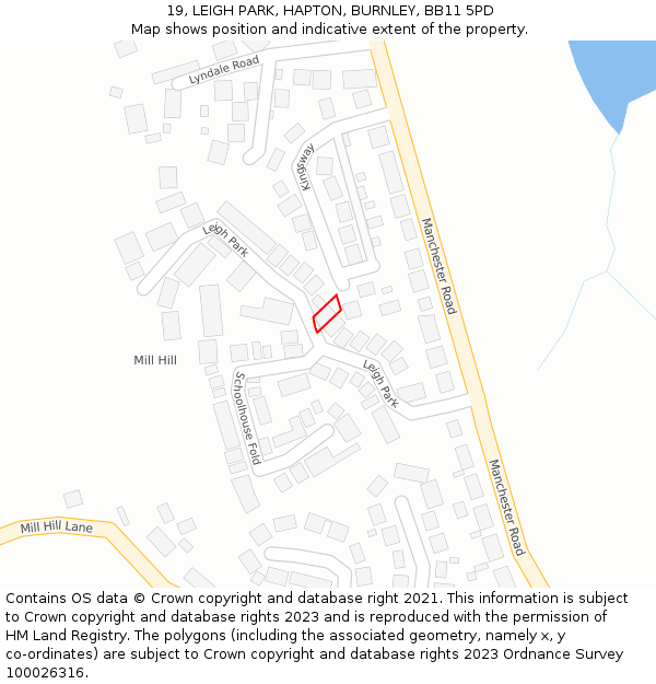 19, LEIGH PARK, HAPTON, BURNLEY, BB11 5PD: Location map and indicative extent of plot