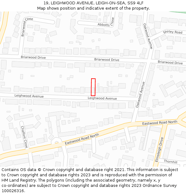 19, LEIGHWOOD AVENUE, LEIGH-ON-SEA, SS9 4LF: Location map and indicative extent of plot