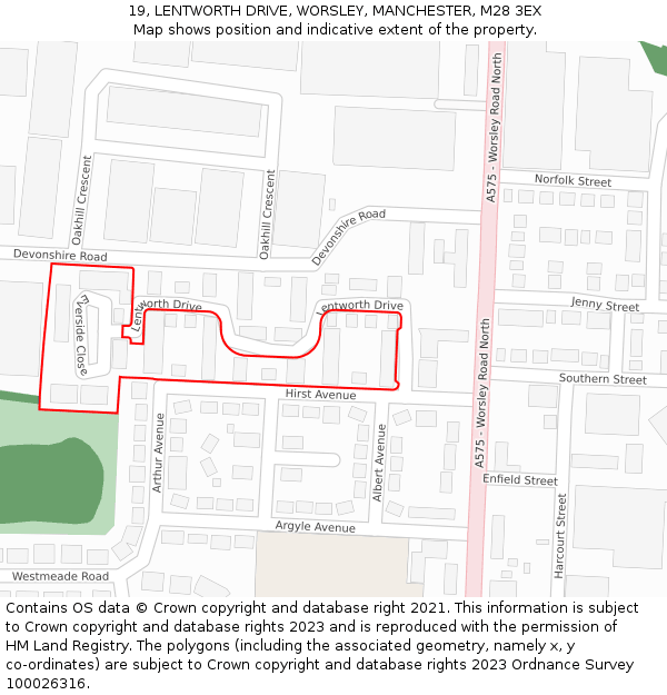 19, LENTWORTH DRIVE, WORSLEY, MANCHESTER, M28 3EX: Location map and indicative extent of plot