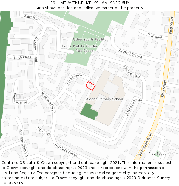 19, LIME AVENUE, MELKSHAM, SN12 6UY: Location map and indicative extent of plot