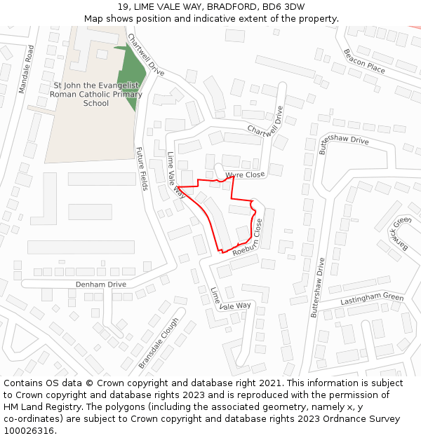 19, LIME VALE WAY, BRADFORD, BD6 3DW: Location map and indicative extent of plot