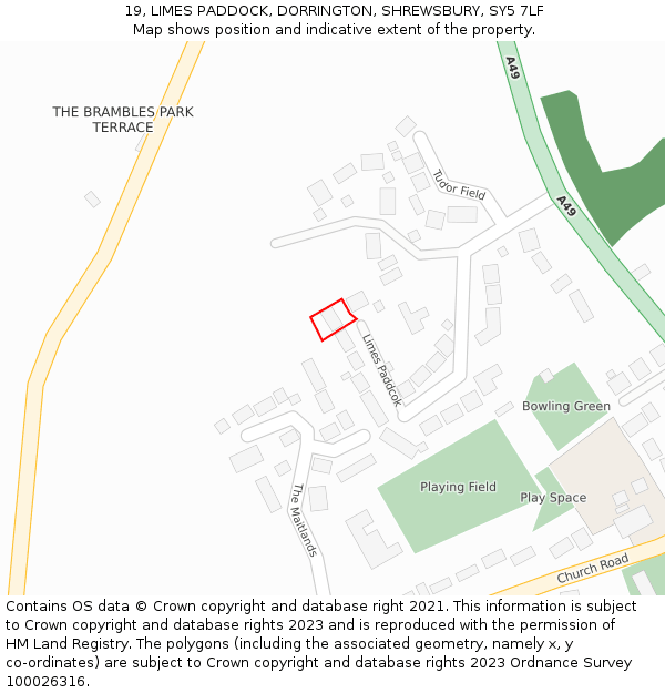 19, LIMES PADDOCK, DORRINGTON, SHREWSBURY, SY5 7LF: Location map and indicative extent of plot