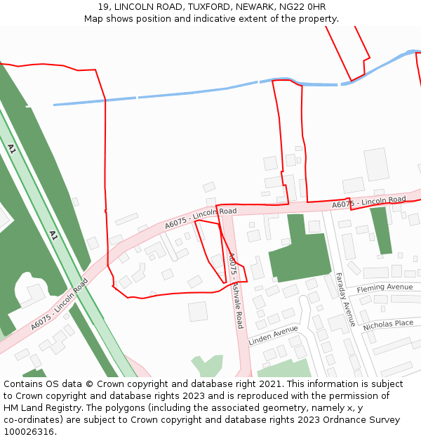 19, LINCOLN ROAD, TUXFORD, NEWARK, NG22 0HR: Location map and indicative extent of plot