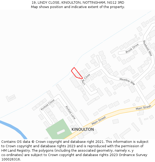 19, LINDY CLOSE, KINOULTON, NOTTINGHAM, NG12 3RD: Location map and indicative extent of plot