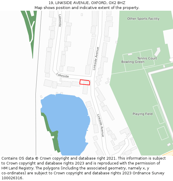 19, LINKSIDE AVENUE, OXFORD, OX2 8HZ: Location map and indicative extent of plot