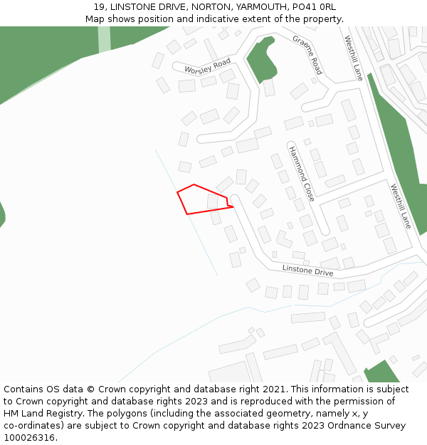 19, LINSTONE DRIVE, NORTON, YARMOUTH, PO41 0RL: Location map and indicative extent of plot