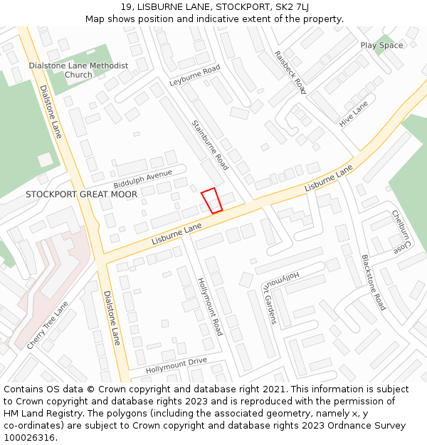 19, LISBURNE LANE, STOCKPORT, SK2 7LJ: Location map and indicative extent of plot