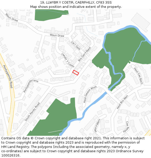 19, LLWYBR Y COETIR, CAERPHILLY, CF83 3SS: Location map and indicative extent of plot