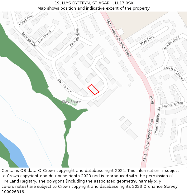 19, LLYS DYFFRYN, ST ASAPH, LL17 0SX: Location map and indicative extent of plot