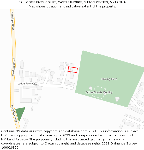 19, LODGE FARM COURT, CASTLETHORPE, MILTON KEYNES, MK19 7HA: Location map and indicative extent of plot