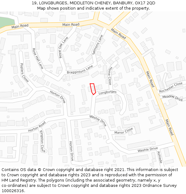 19, LONGBURGES, MIDDLETON CHENEY, BANBURY, OX17 2QD: Location map and indicative extent of plot