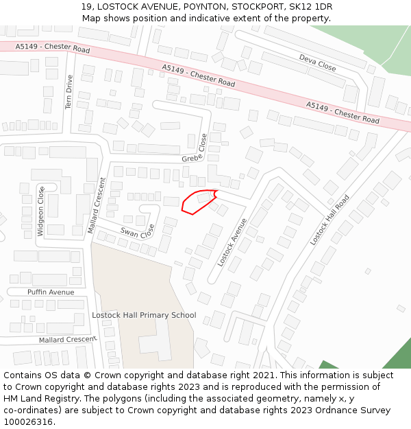 19, LOSTOCK AVENUE, POYNTON, STOCKPORT, SK12 1DR: Location map and indicative extent of plot